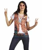Feest-shirt met hippie vrouw opdruk