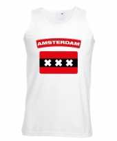 Feest singlet-shirt tanktop amsterdamse vlag wit heren