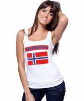 Feest singlet-shirt tanktop noorse vlag wit dames
