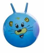 Feest skippybal met dieren gezicht blauw 46 cm