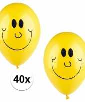 Feest smiley helium balonnen 40 stuks geel