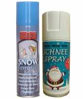 Feest sneeuwspray set 1x brandvertragende spuitsneeuw bus 150 ml en 1x reinigingsspray 125 ml