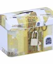 Feest spaarpot kistje 200 euro biljet 11 x 8 cm