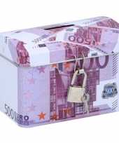Feest spaarpot kistje 500 euro biljet 11 x 8 cm