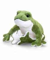 Feest speelgoed groene knuffel kikker met kwaakgeluiden 30 cm