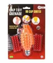 Feest speelgoed handgranaat met plaffertjes met 96 schoten oranje 14 c