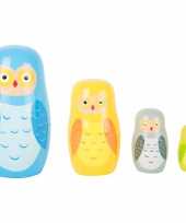 Feest speelgoed houten uilen matroesjka set