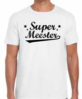 Feest super meester tekst t-shirt wit heren