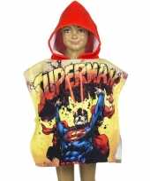 Feest superman badcape met rode capuchon voor kinderen