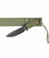 Feest survival mes met nylon hoes groen 27 cm