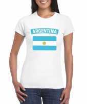 Feest t-shirt met argentijnse vlag wit dames