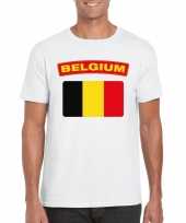 Feest t-shirt met belgische vlag wit heren