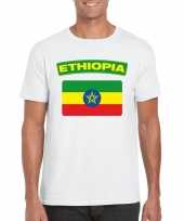Feest t-shirt met ethiopische vlag wit heren