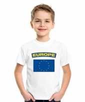 Feest t-shirt met europese vlag wit kinderen