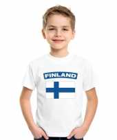 Feest t-shirt met finse vlag wit kinderen
