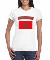 Feest t-shirt met marokkaanse vlag wit dames