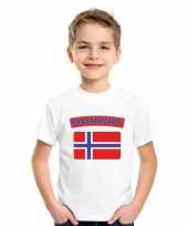 Feest t-shirt met noorse vlag wit kinderen