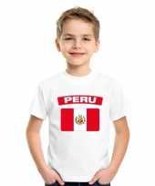 Feest t-shirt met peruaanse vlag wit kinderen