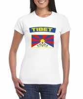Feest t-shirt met tibetaanse vlag wit dames