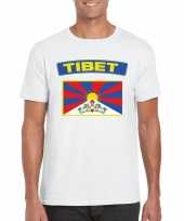 Feest t-shirt met tibetaanse vlag wit heren