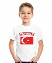 Feest t-shirt met turkse vlag wit kinderen