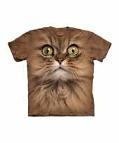 Feest t-shirt voor volwassenen met de afdruk van een bruine kat