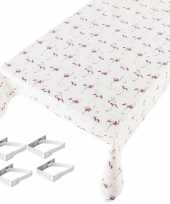 Feest tafelkleed tafelzeil flamingo print 140 x 245 cm met 4 klemmen