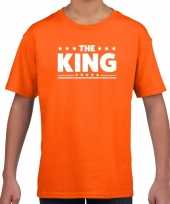 Feest the king tekst t-shirt oranje kids