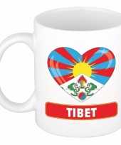 Feest tibetaanse vlag hartje theebeker 300 ml
