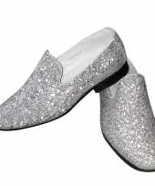 Feest toppers zilveren glitter disco instap schoenen voor heren