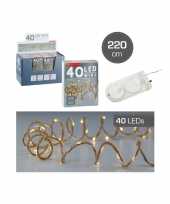 Feest touwverlichting jute op batterijen met 40 lampjes warm wit 220 cm