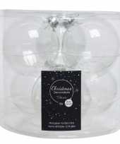 Feest transparante kerstversiering kerstballenset glas 8 cm