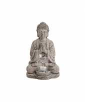 Feest tuin beeldje boeddha waxinelichthouder 30 cm