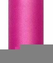 Feest tule stof fuchsia roze 15 cm breed