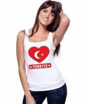 Feest turkije hart vlag singlet-shirt tanktop wit dames
