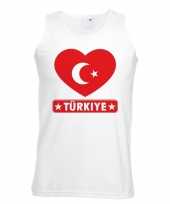 Feest turkije hart vlag singlet-shirt tanktop wit heren