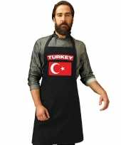 Feest turkije vlag barbecueschort keukenschort zwart volwassenen