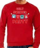 Feest ugly sweater party foute kersttrui outfit rood voor heren
