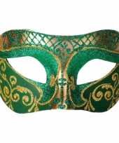 Feest venetiaans glitter oogmasker groen goud