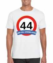 Feest verkeersbord 44 jaar t-shirt wit heren