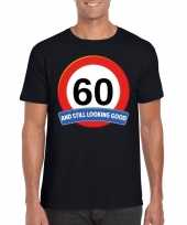 Feest verkeersbord 60 jaar t-shirt zwart heren