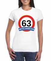 Feest verkeersbord 63 jaar t-shirt wit dames