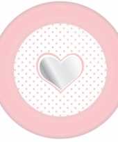 Feest wegwerp bordjes roze met hartje