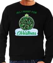 Feest wiet kerstbal sweater foute kersttrui all i want for christmas zwart voor heren