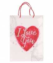 Feest wit cadeautasje i love you valentijnsdag 34 x 25 cm