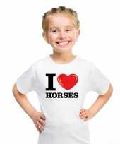 Feest wit i love horses paarden t-shirt kinderen