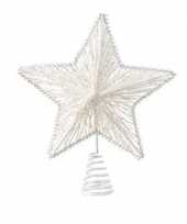 Feest witte glitter ster kerstboom piek ijzer 25 cm