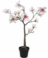 Feest witte roze magnolia beverboom kunsttak kunstplant 102 cm in pot