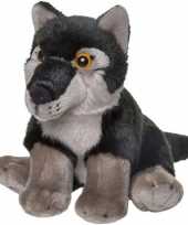Feest wolven speelgoed artikelen wolf knuffelbeest zwart 18 cm
