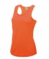 Feest yoga outfit neon oranje dames sport top